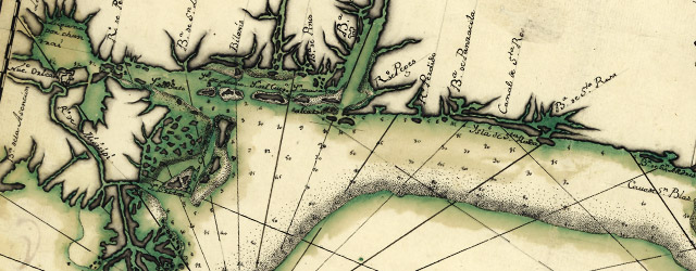 Descripsión de la costa de la Luciana y entrada en el Río de Micisipi con sus zonds. y baxos, nuebamte. wide thumbnail image Descripsión de la costa de la Luciana y entrada en el Río de Micisipi con sus zonds. y baxos, nuebamte. wide thumbnail image