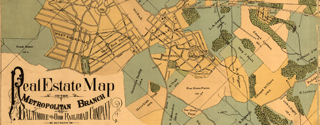 Real estate map of the Metropolitan Branch of the Baltimore and Ohio Railroad Company between Washington, D.C., and Rockville, Md wide thumbnail image Real estate map of the Metropolitan Branch of the Baltimore and Ohio Railroad Company between Washington, D.C., and Rockville, Md wide thumbnail image
