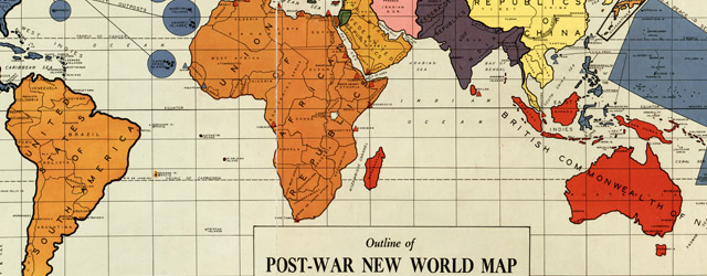 Outline of post-war new world map wide thumbnail image Outline of post-war new world map wide thumbnail image