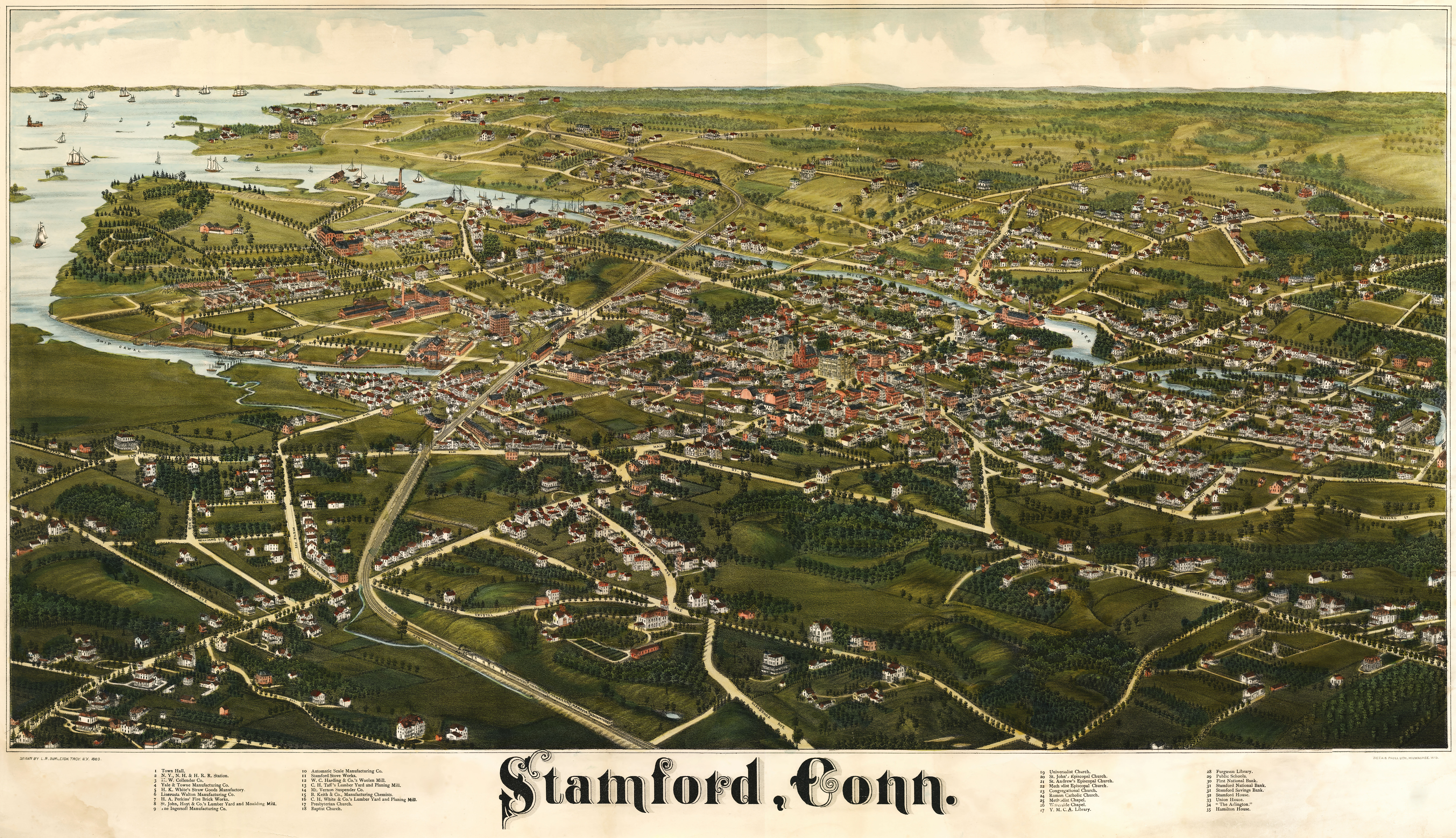 Dwnld Full Size . Burleigh's Map Of Stamford Connecticut () dwnld full size . burleigh's map of stamford connecticut ()