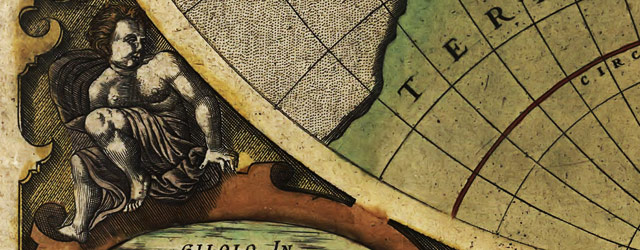 Hondius' map of the World (1595) wide thumbnail image Hondius' map of the World (1595) wide thumbnail image