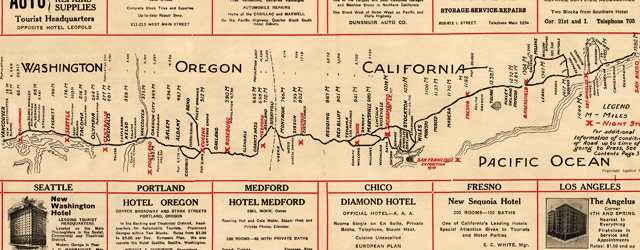 Map of west coast roads (1915) wide thumbnail image Map of west coast roads (1915) wide thumbnail image