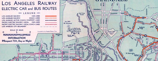 Electric car and bus routes in L.A. (1934) wide thumbnail image Electric car and bus routes in L.A. (1934) wide thumbnail image
