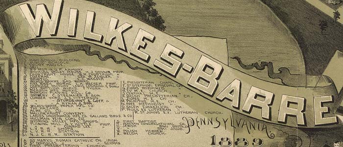 Birdseye view of Wilkes-Barre, Pennsylvania thumbnail image Birdseye view of Wilkes-Barre, Pennsylvania image