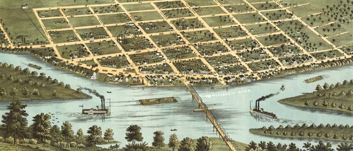 Birdseye view of Sauk City, Wisconsin thumbnail image Birdseye view of Sauk City, Wisconsin image